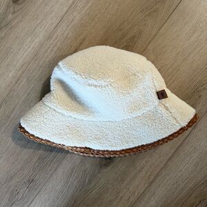 UGG Cream and Tan Shearling Sherpa Bucket Hat